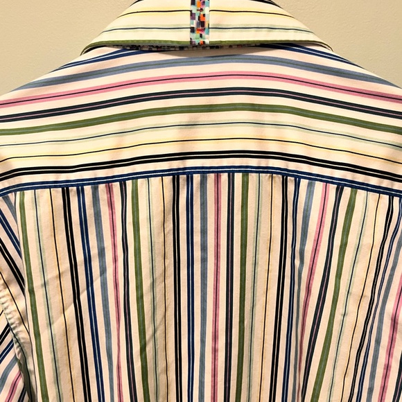 Robert Graham - Men’s Large - X Collection Striped Shirt -Flip Cuff -100% Cotton - Picture 11 of 14